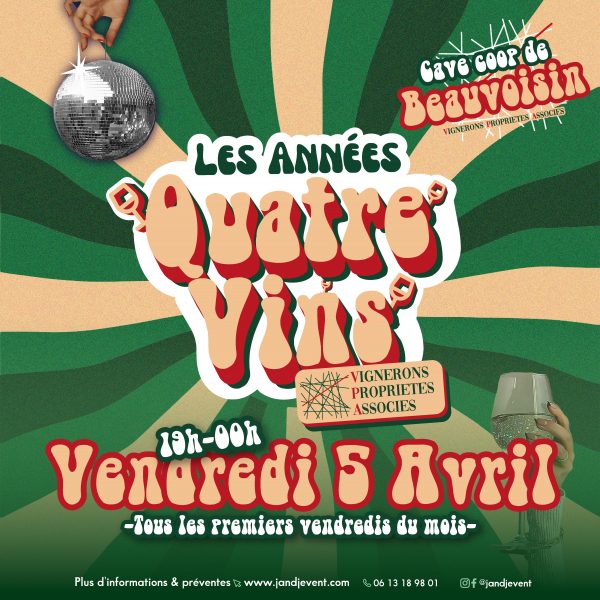 La soirée "les années quatre vins" à Beauvoisin un verre de vin, une ambiance guinguette pour déguster du vin chez JandJ event